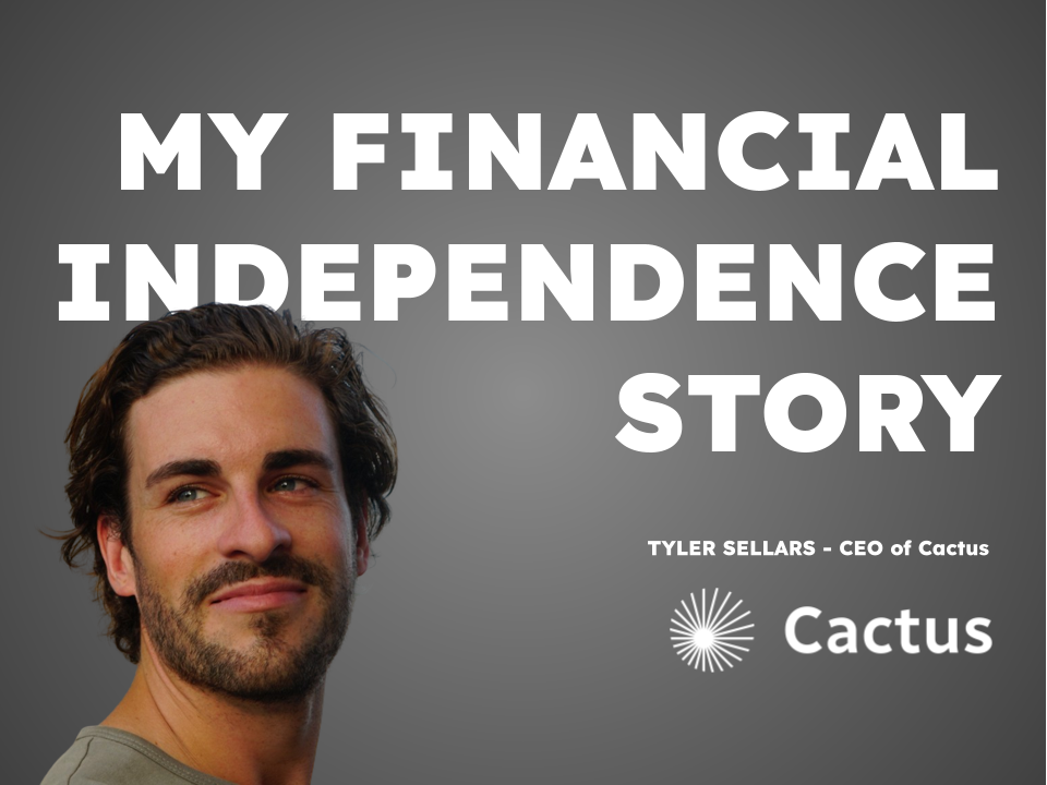 Hand-drawn timeline illustration for Tyler Sellars' path to financial independence